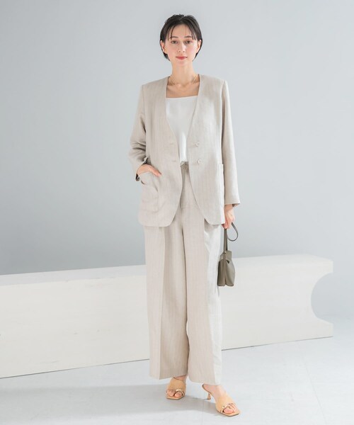 URBAN RESEARCH ROSSO（アーバンリサーチロッソ）の「ラメリネンストライプワイドパンツ（その他パンツ・レディース・BEIGE/CHARCOAL・36/38）」の15枚目の写真