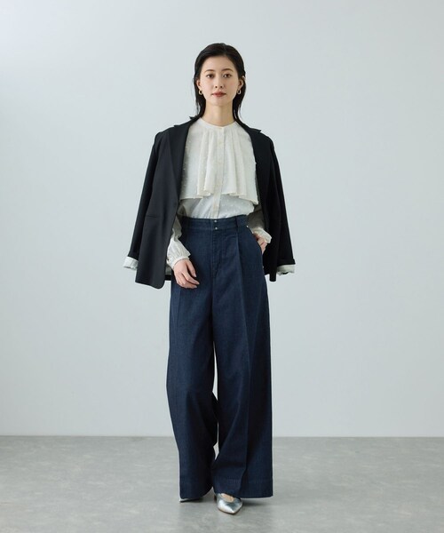 ROPE'（ロペ）の「テンセルデニムストレートワイドパンツ/イージーケア・セットアップ対応（デニムパンツ・レディース・ネイビー/ブルー・36/38/40）」の16枚目の写真