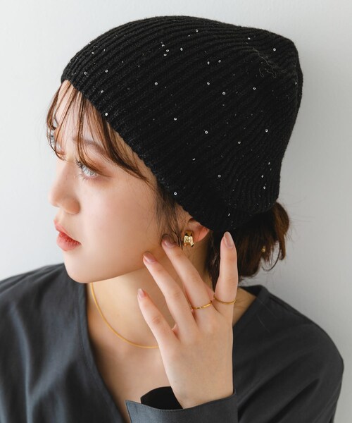 RODE SKO（ロデスコ）の「スパンコールニットワッチ（ニットキャップ/ビーニー・レディース・CHARCOAL/MILK/BLACK・one）」の22枚目の写真