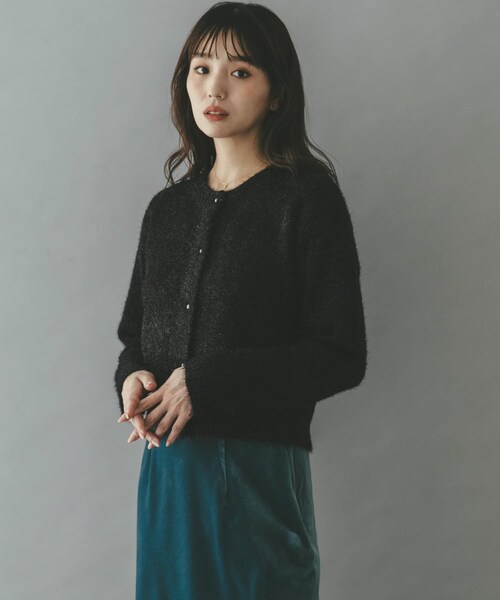 URBAN RESEARCH ROSSO（アーバンリサーチロッソ）の「ラメシャギーカーディガン（カーディガン/ボレロ・レディース・BLUE GRAY/BLACK・Free）」の6枚目の写真