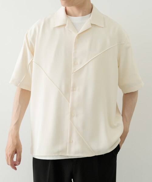 ITEMS URBANRESEARCH(アイテムズ アーバンリサーチ)の「パネルピンタックオープンカラー半袖シャツ(シャツ/ブラウス・メンズ・OFF/BLK・M/L)」の10枚目の写真