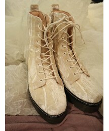 merry jenny | フリルベロアラバーソールブーツ(ブーツ)