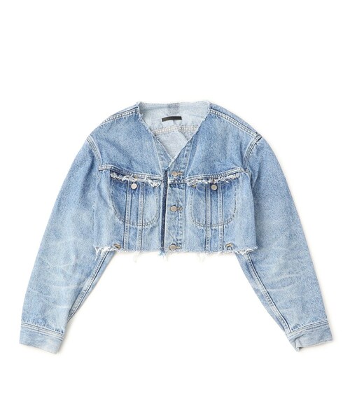 ADAM ET ROPE'(アダムエロペ)の「【QUIITO】REMAKE N COLLAR DENIM JK(デニムジャケット・レディース・ネイビー/ネイビー系/ブルー/ブルー系・36/38/F)」の13枚目の写真