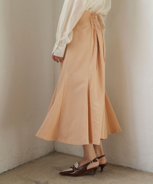 VIS（ビス）の「【新色追加】【美easy】リネンライクマーメイドスカート【洗える】【セットアップ対応】（スカート・レディース・ブラック/キナリ/カーキ系/オレンジ系/ライトグリーン/ネイビー・L/M/S/SS）」の22枚目の写真