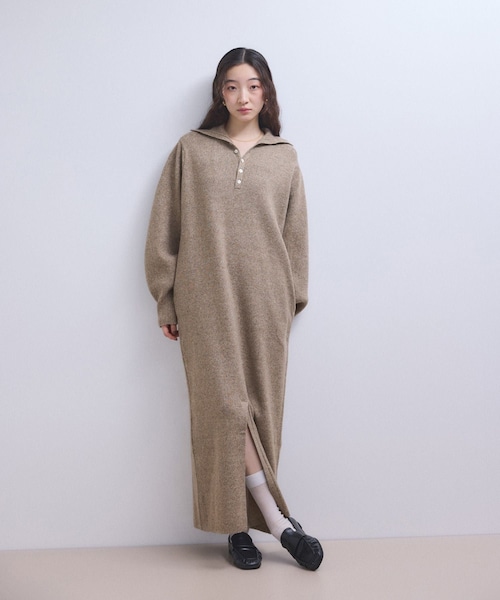 ADAM ET ROPE'（アダムエロペ）の「【WEB限定】2WAYニットポロワンピース（ワンピース・レディース・チャコール/グレー/ブラウン・F）」の6枚目の写真
