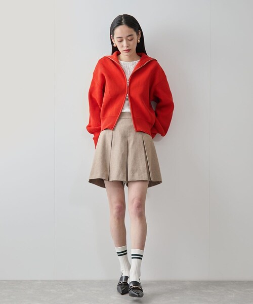 VIS（ビス）の「Wジップハイネックニットカーディガン（カーディガン/ボレロ・レディース・ライトグレー/ネイビー/レッド系・F）」の5枚目の写真