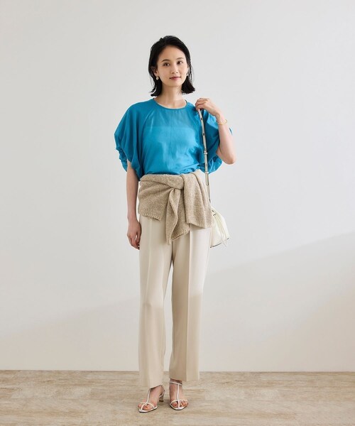 ROPE'（ロペ）の「【洗える】コットンシルクブラウス/セットアップ対応（シャツ/ブラウス・レディース・ブラック/ターコイズ・F）」の9枚目の写真