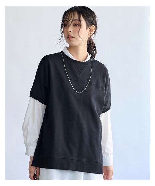 nissen（ニッセン）の「＜大きいサイズ＞綿１００％着まわし自由自在ゆったりスウェットTシャツ（スウェット・レディース・グレーベージュ/黒/スモークカーキ/レッド/杢グレー/ブリックオレンジ/杢チャコールグレー/ラズベリー・L~LL相当/3L~4L相当/5L~6L相当/8L相当/10L相当）」の10枚目の写真