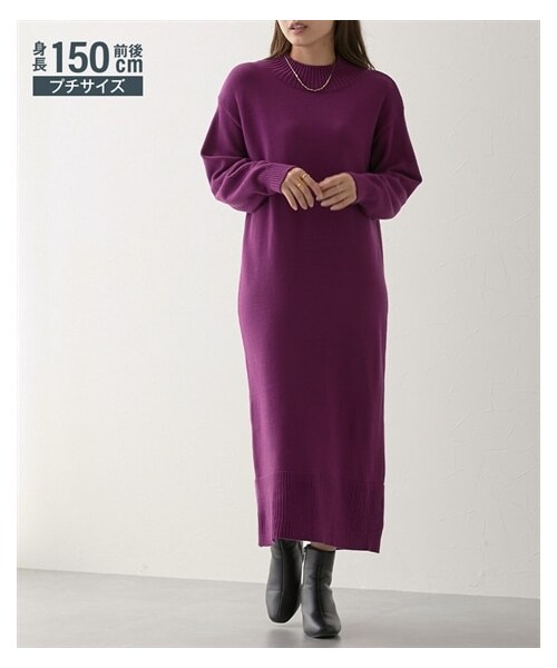 nissen（ニッセン）の「小さいサイズ　スウェットライクニットワンピース　低身長さん・小柄女性（ワンピース・レディース・バーガンディー/杢グレー/ミルクベージュ/ブラック/グレープ/杢モカ・PSS/PS）」の21枚目の写真