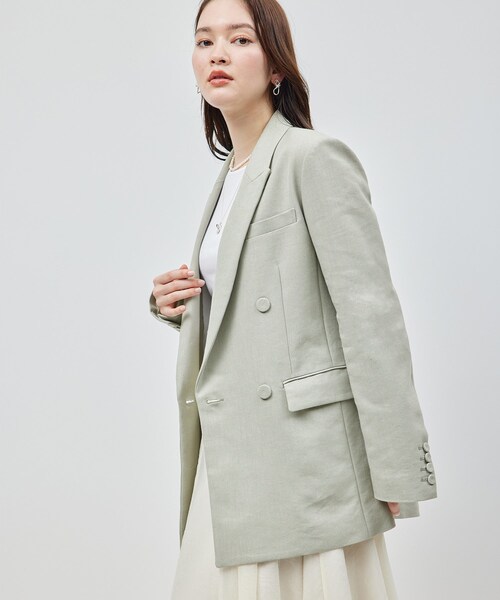 ROPE'（ロペ）の「ヘビーリネン ダブルジャケット（テーラードジャケット・レディース・グリーン系/ネイビー/キナリ・36/38）」の11枚目の写真