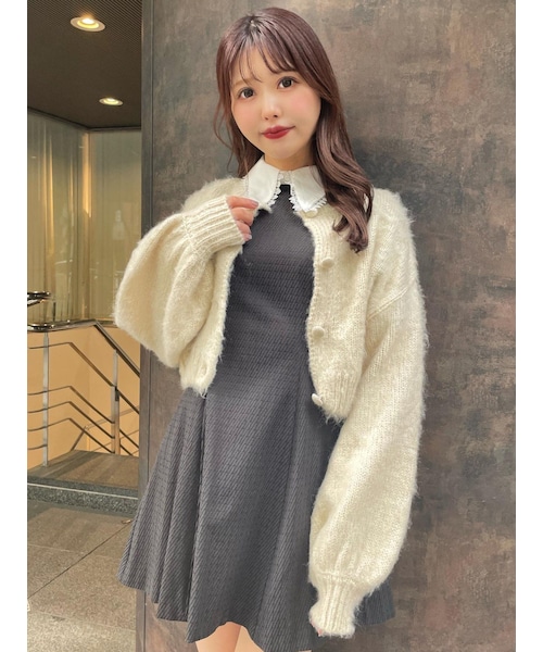 EATME（イートミー）の「ルーズショート丈カーディガン（カーディガン/ボレロ・レディース・アイボリー/グレー/ブラック・F）」の4枚目の写真