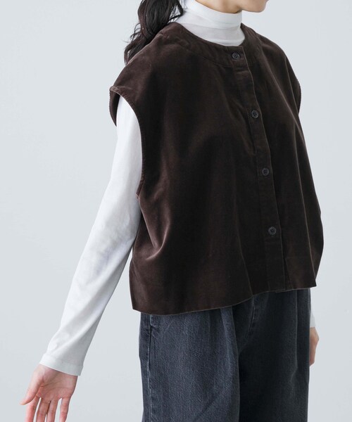 かぐれ（カグレ）の「コットンベルベット2WAYベスト（ベスト・レディース・GREGE/BROWN・Free）」の21枚目の写真