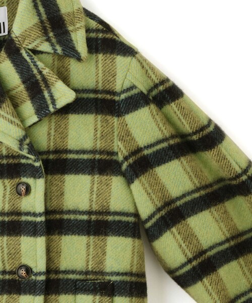 ADAM ET ROPE'(アダムエロペ)の「【J'aDoRe限定】【GANNI(ガニー)】Brushed Wool Check Midi Coat(ピーコート・レディース・ライトグリーン・36)」の5枚目の写真