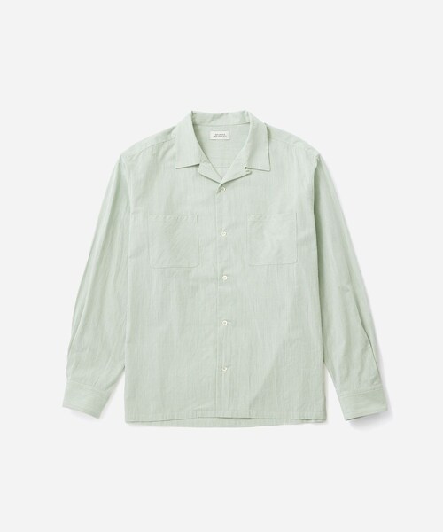 Saturdays NYC（サタデーズ ニューヨークシティ ）の「Marco Stripe Open Collar Shirt（シャツ/ブラウス・レディース・ライトグレー/グリーン・L/M/S/XL）」の21枚目の写真