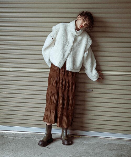 KBF（ケイビーエフ）の「マルチWAYボアジャケット（テーラードジャケット・レディース・BEIGE/IVORY/BLACK・one）」の22枚目の写真