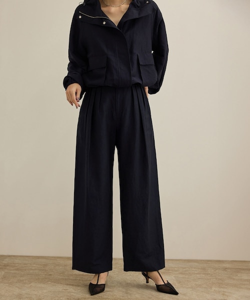 ROPE'（ロペ）の「【洗える】ビスコースリネン スラブスリータックパンツ/一部セットアップ可能（その他パンツ・レディース・ブラウン/ネイビー・36/38/40）」の7枚目の写真