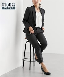 nissen | 小さいサイズ　【レディーススーツ】ウール調細身パンツスーツ　低身長さん・小柄女性(スーツセット)