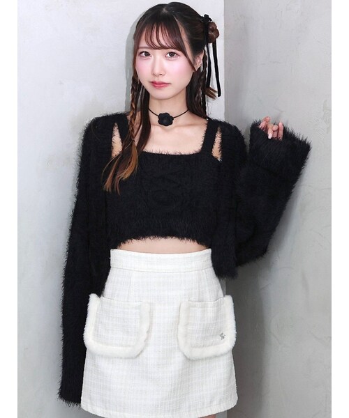 EATME（イートミー）の「ニットキャミ&カーディガンセット（その他トップス・レディース・ブラック/ピンク/ブラウン・F）」の2枚目の写真