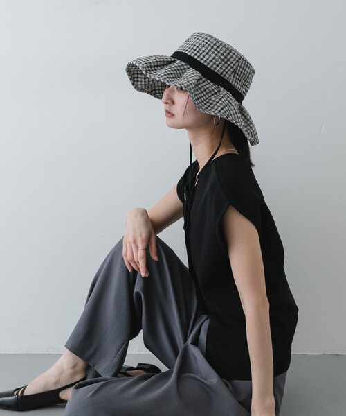SENSE OF PLACE by URBAN RESEARCH（センスオブプレイスバイアーバンリサーチ）の「ジュートライクフリルハット（ハット・レディース・BLACK/BEIGE/BLK×WHT・One）」の19枚目の写真