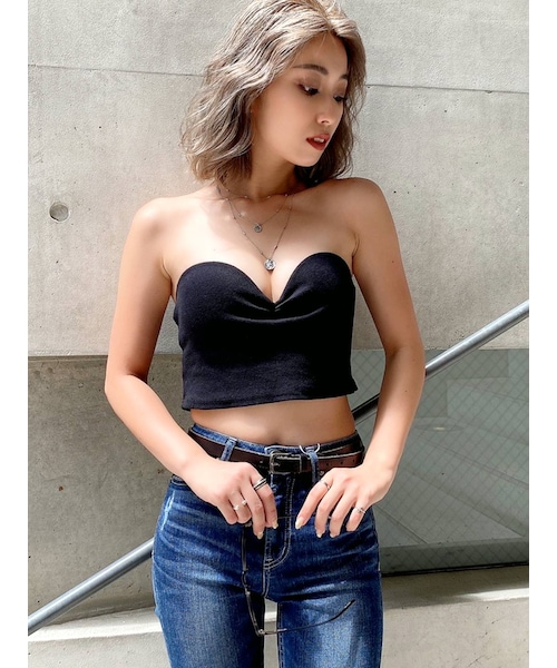 GYDA（ジェイダ）の「リブベアビスチェ（キャミソール・レディース・オフホワイト/ブラック/ベージュ・F）」の10枚目の写真