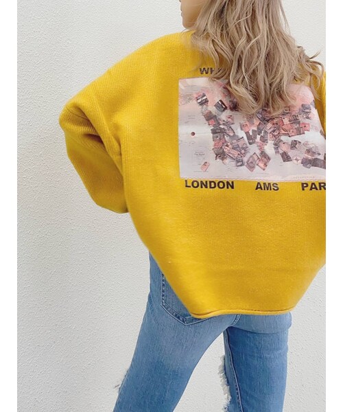 GYDA（ジェイダ）の「カラーグラフィックニット TOPS（ニット/セーター・レディース・ピンク/マスタード/ミントグリーン/ブラウン/ベージュ/アイボリー/ブラック・F）」の6枚目の写真