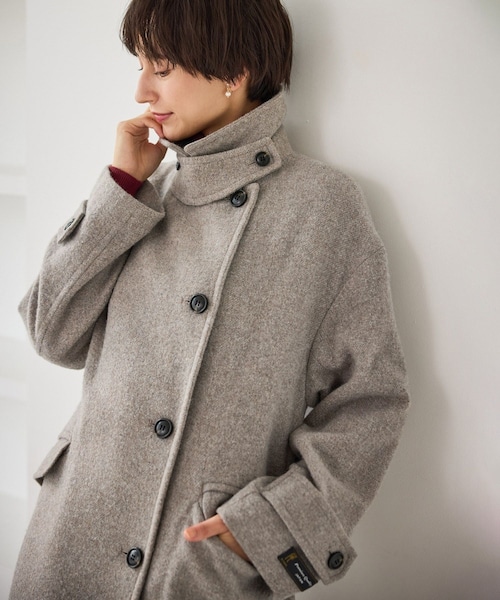 ROPE' PICNIC(ロペピクニック)の「JAPAN FABRIC スタンドカラーロングコート/一部WEB限定カラー(チェスターコート・レディース・ブラック系/グレー/ライトグレー/ベージュ系・F)」の8枚目の写真