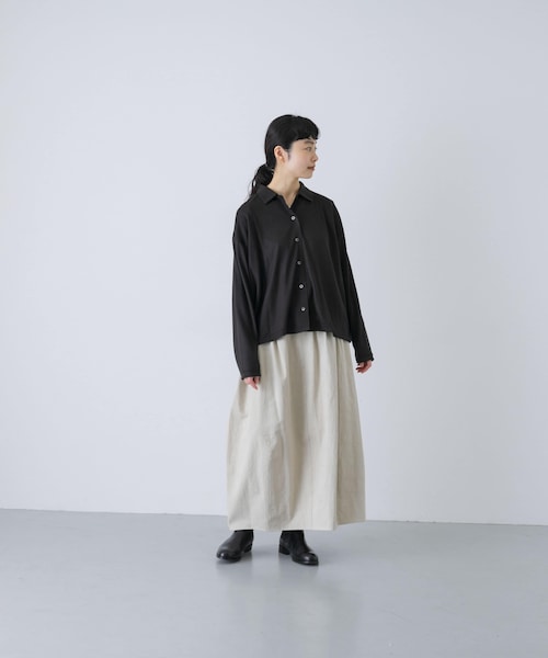 かぐれ（カグレ）の「ウォッシャブルウールカットシャツ（シャツ/ブラウス・レディース・AMBER/BROWN/INK BLACK・Free）」の8枚目の写真