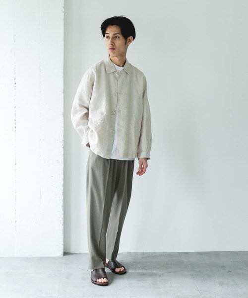 URBAN RESEARCH DOORS(アーバンリサーチドアーズ)の「シルケットリネン シャツジャケット(テーラードジャケット・メンズ・ECRU/BROWN/INK BLACK・M/L)」の11枚目の写真