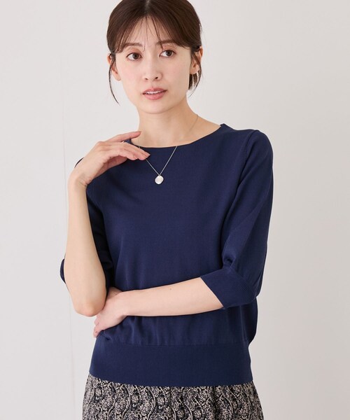 Jayro(ジャイロ)の「パフスリーブ半袖ニット(ニット/セーター・レディース・ブラック/ライトグレー/ホワイト系/ライトグリーン/ネイビー/ブルー系/ピンク・M)」の5枚目の写真