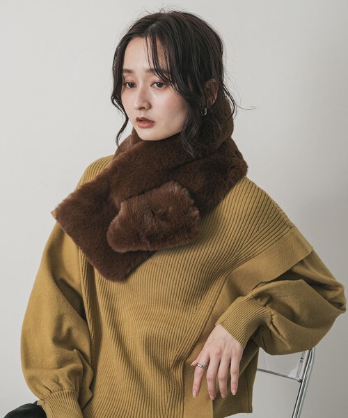 SENSE OF PLACE by URBAN RESEARCH(センスオブプレイスバイアーバンリサーチ)の「ボリュームエコファーティペット(マフラー・レディース・BROWN/MOCHA/BEIGE・one)」の13枚目の写真