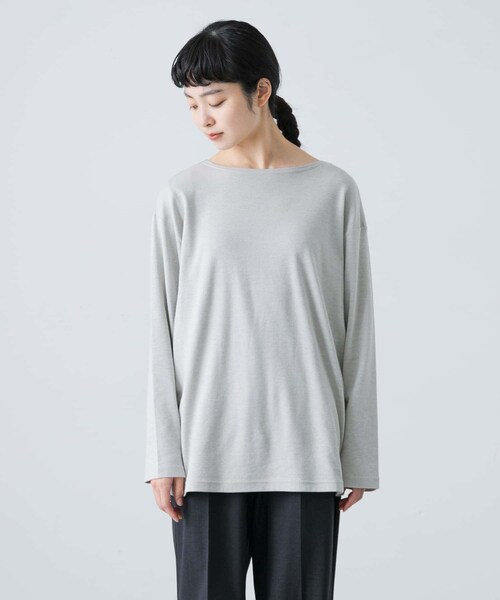 かぐれ（カグレ）の「ボートネックロングカットソー（Tシャツ/カットソー・レディース・OFF/L.GRAY/NAVY・Free/FREE）」の22枚目の写真