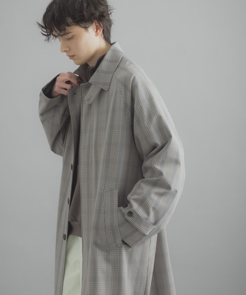 SENSE OF PLACE by URBAN RESEARCH(センスオブプレイスバイアーバンリサーチ)の「バルマカーンルーズコート(ステンカラーコート・メンズ・BEIGE/NAVY/BEG CHECK・M/L)」の2枚目の写真