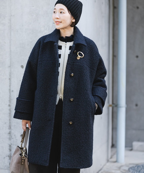 URBAN RESEARCH ROSSO（アーバンリサーチロッソ）の「F by ROSSO　『UR TECH』ブークレステンカラーコート（ステンカラーコート・レディース・BEIGE/NAVY・Free）」の5枚目の写真