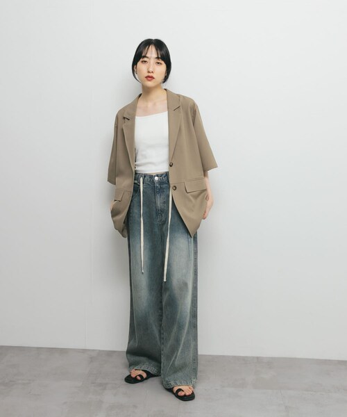 KBF（ケイビーエフ）の「ハーフスリーブルーズジャケット（テーラードジャケット・レディース・CHARCOAL/MOCHA・one）」の22枚目の写真