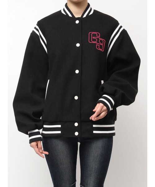 GYDA（ジェイダ）の「BACK embroidaryジャケット（スタジャン・レディース・ブラック/ベージュ・F）」の2枚目の写真