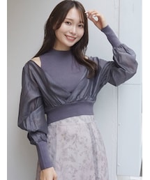 MERCURYDUO | 異素材ドッキングロングスリーブニット(ニット/セーター)