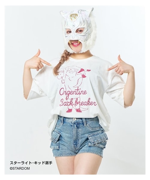 nissen（ニッセン）の「＜大きいサイズ＞アニマルプロレスＴシャツ（スターダムコラボ）（Tシャツ/カットソー・レディース・すみ黒/オフホワイト/モカ・L/LL/3L/4L/5L）」の14枚目の写真