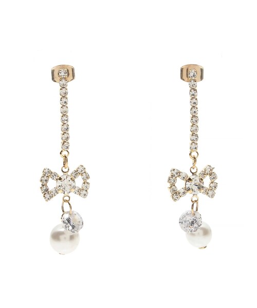 EATME（イートミー）の「ビジューリボンフェイクパールピアス（ピアス（両耳用）・レディース・ゴールド/シルバー・F）」の4枚目の写真