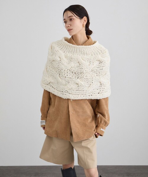 ADAM ET ROPE'(アダムエロペ)の「【IRONING(アイロニング)】cable cape ケーブルケープ(マフラー・レディース・ホワイト/ネイビー・F)」の18枚目の写真