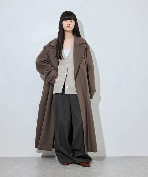 ADAM ET ROPE'(アダムエロペ)の「【サステナブル】Super140’sシャルムビーバーマキシコート(チェスターコート・レディース・ブラック/ブラウン系/キャメル・36/38)」の13枚目の写真