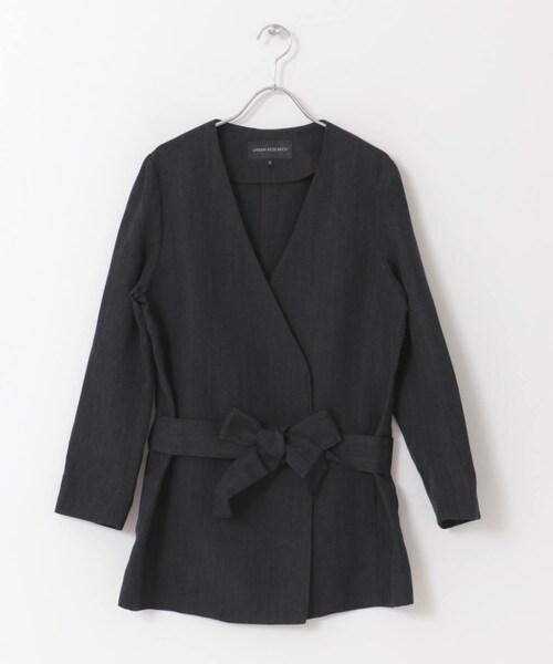 URBAN RESEARCH（アーバンリサーチ）の「ノーカラーヘリンボンジャケット（ノーカラージャケット・レディース・BROWN/D.GRY・36/38）」の11枚目の写真