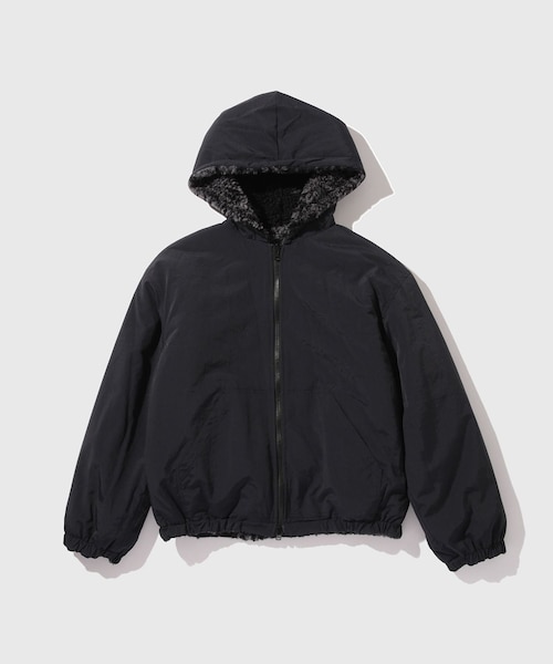 ADAM ET ROPE'(アダムエロペ)の「【NOMA RHYTHM TEXTILE/ノーマリズム テキスタイル】DYG Reversible Sherpa Hoody(パーカー・メンズ・ブラック・2/3)」の4枚目の写真