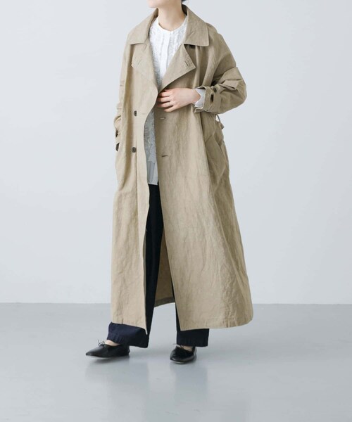 かぐれ（カグレ）の「『ユニセックス』コットンリネンオーバートレンチコート（ステンカラーコート・レディース・L/BEIGE/BEIGE・1/2）」の19枚目の写真