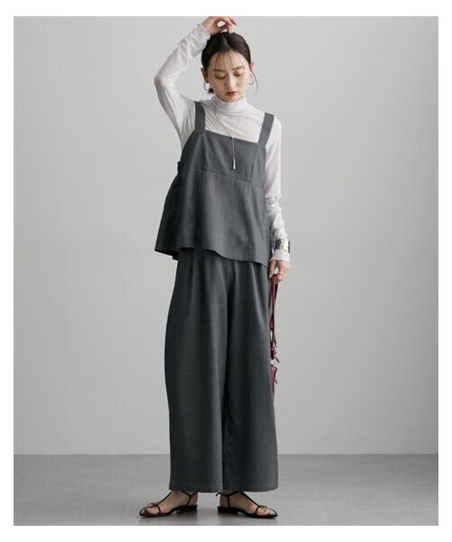 nissen（ニッセン）の「【Be praised】セットアップ（フレアキャミ＋ワイドパンツ）（パンツ・レディース・チャコール/グレーベージュ/ブラウン/黒・M/L/LL）」の14枚目の写真