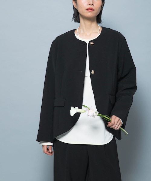 URBAN RESEARCH ROSSO（アーバンリサーチロッソ）の「『別注』CHIGNON×ROSSO　ラウンドヘムジャケット（その他アウター・レディース・OWHITE/BLACK・Free）」の12枚目の写真