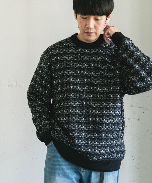 URBAN RESEARCH DOORS（アーバンリサーチドアーズ）の「ツイードライク ボーダーニット（ニット/セーター・メンズ・GRAY/BLACK/BROWN・M/L）」の8枚目の写真