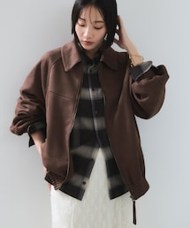 合皮＆スエードライクジップアップブルゾン