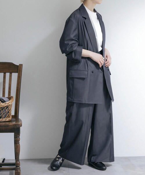 THE GOODLAND MARKET（ザグッドランドマーケット）の「『別注』MIDIUMISOLID×TGM　Double breasted jacket（テーラードジャケット・レディース・Blue/l.Beige/C.Gray・one）」の11枚目の写真