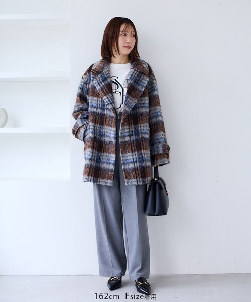 VIS(ビス)の「【WEB限定】シャギーミディ丈Pコート(ピーコート・レディース・ブラウン系/ネイビー・M/S)」の21枚目の写真