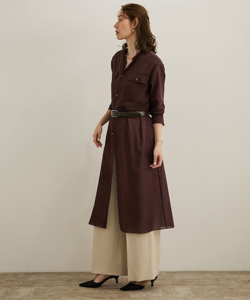 ROPE'（ロペ）の「【洗える】サファリシャツドレス（シャツワンピース・レディース・オフホワイト/ブラウン・36/38）」の5枚目の写真